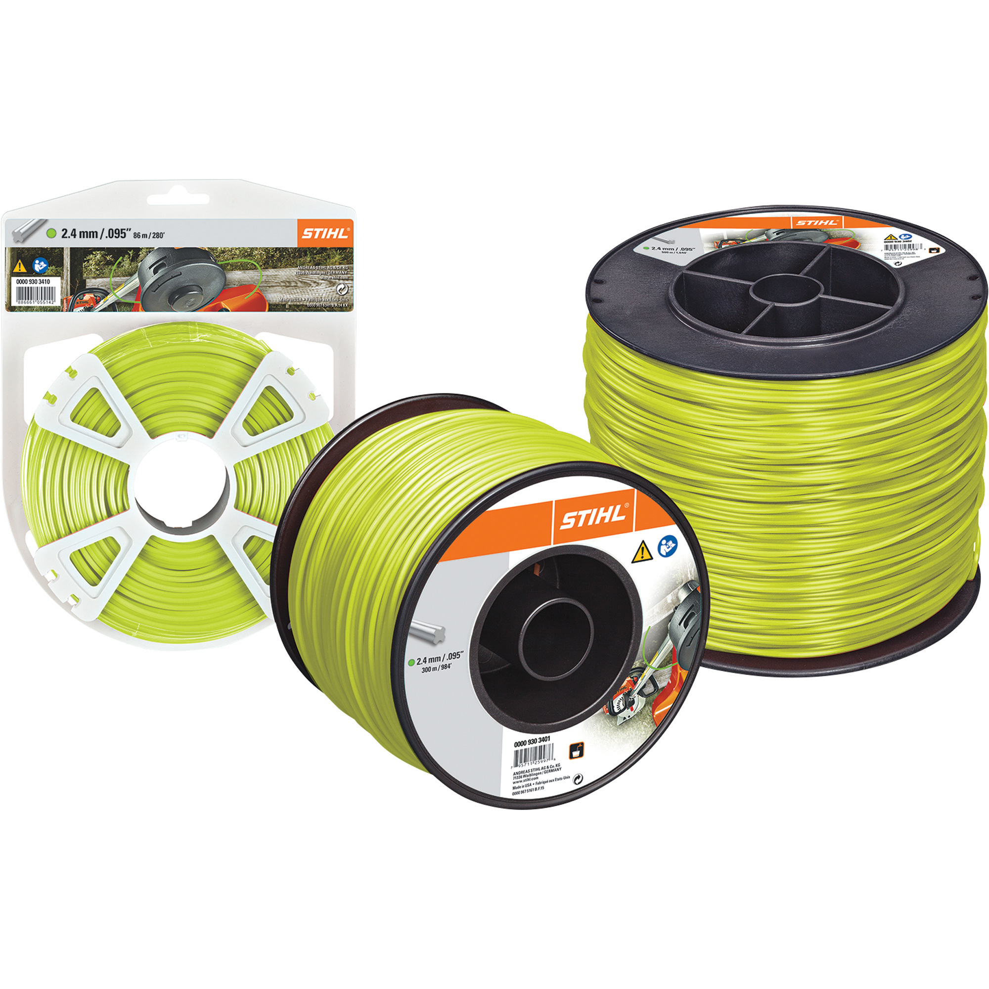 STIHL X-Line String Trimmer Line, 0.095in. dia. x 5-Lb./1558ft. Spool, Neon Green